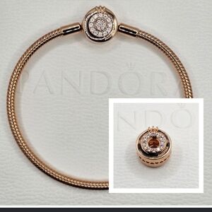 ⭐️ 2pc Authentic Pandora ROSE CROWN BRACELET & CHARM